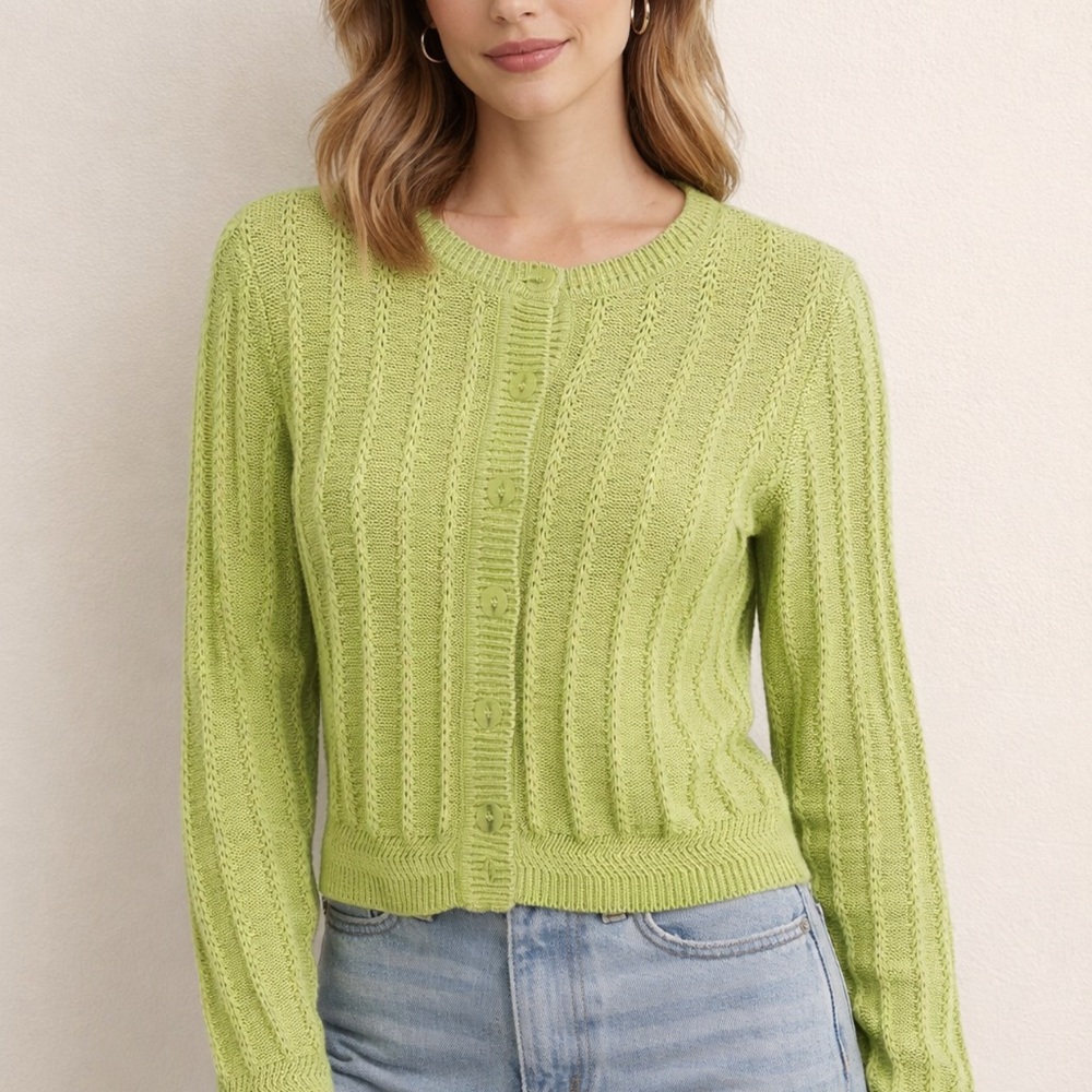 Oliver Bonas Lime Green Cable Knit Cardigan
Excellent condition